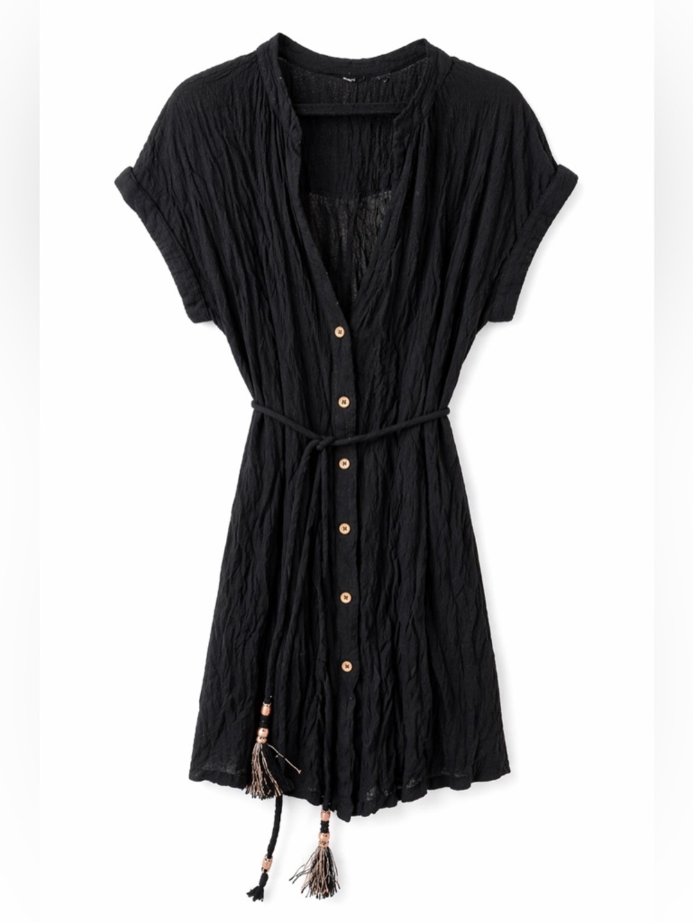 Rose Gold Button-Front Swim Cover-Up Dress